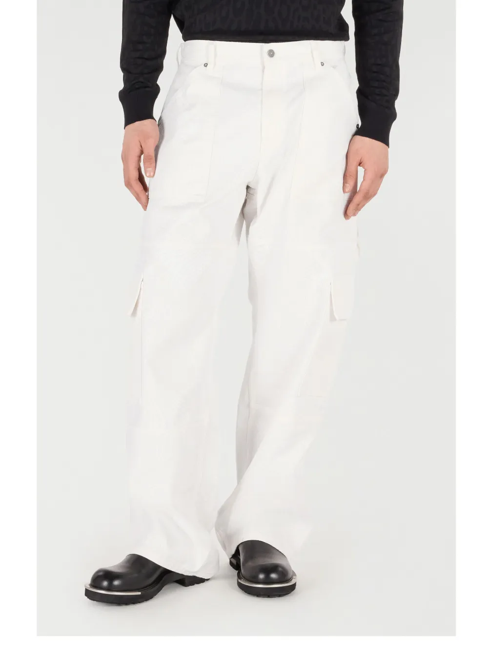 Shop Roberto Cavalli Cargo Trousers In White