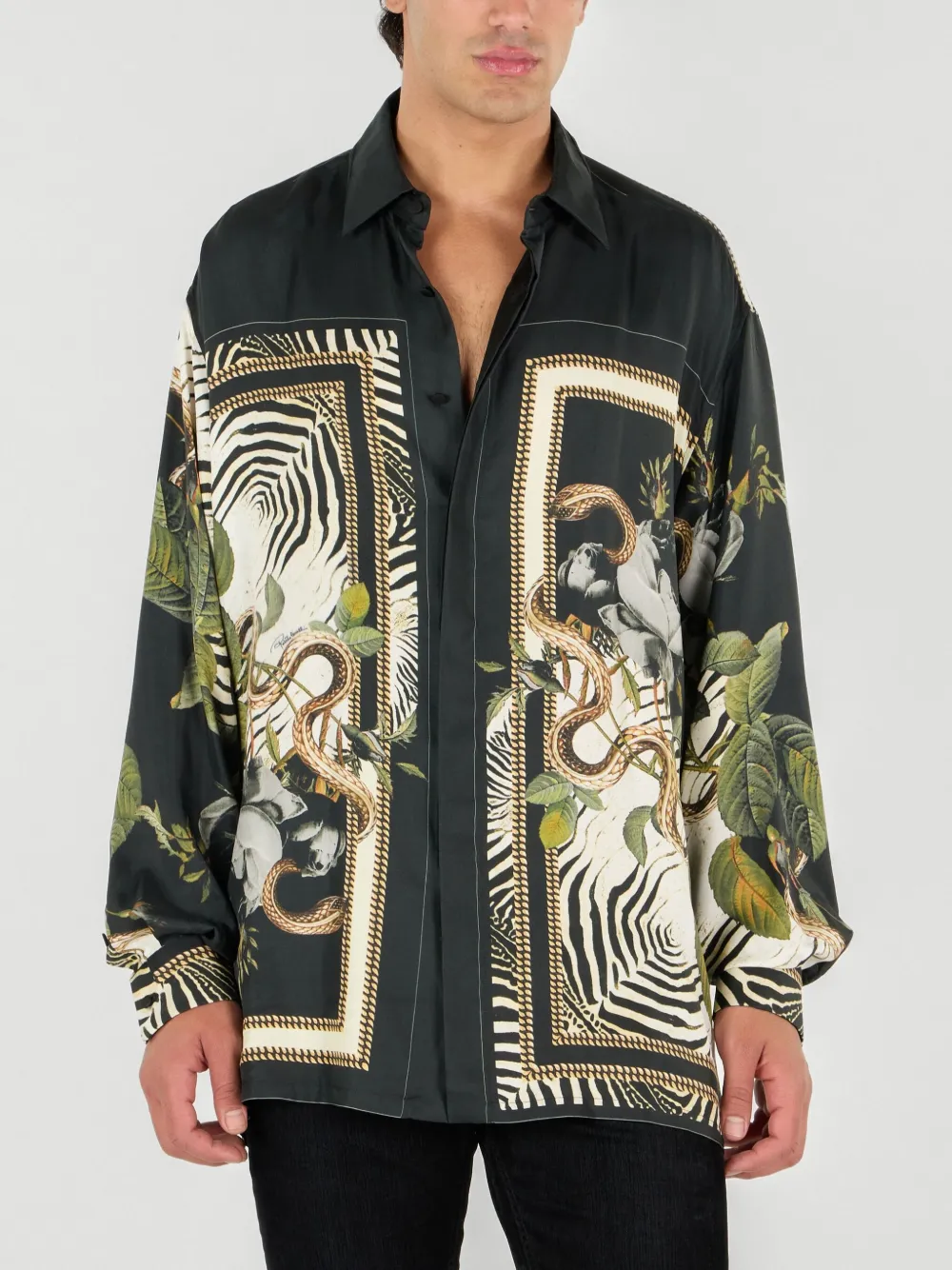 Roberto Cavalli Zijden overhemd Zwart