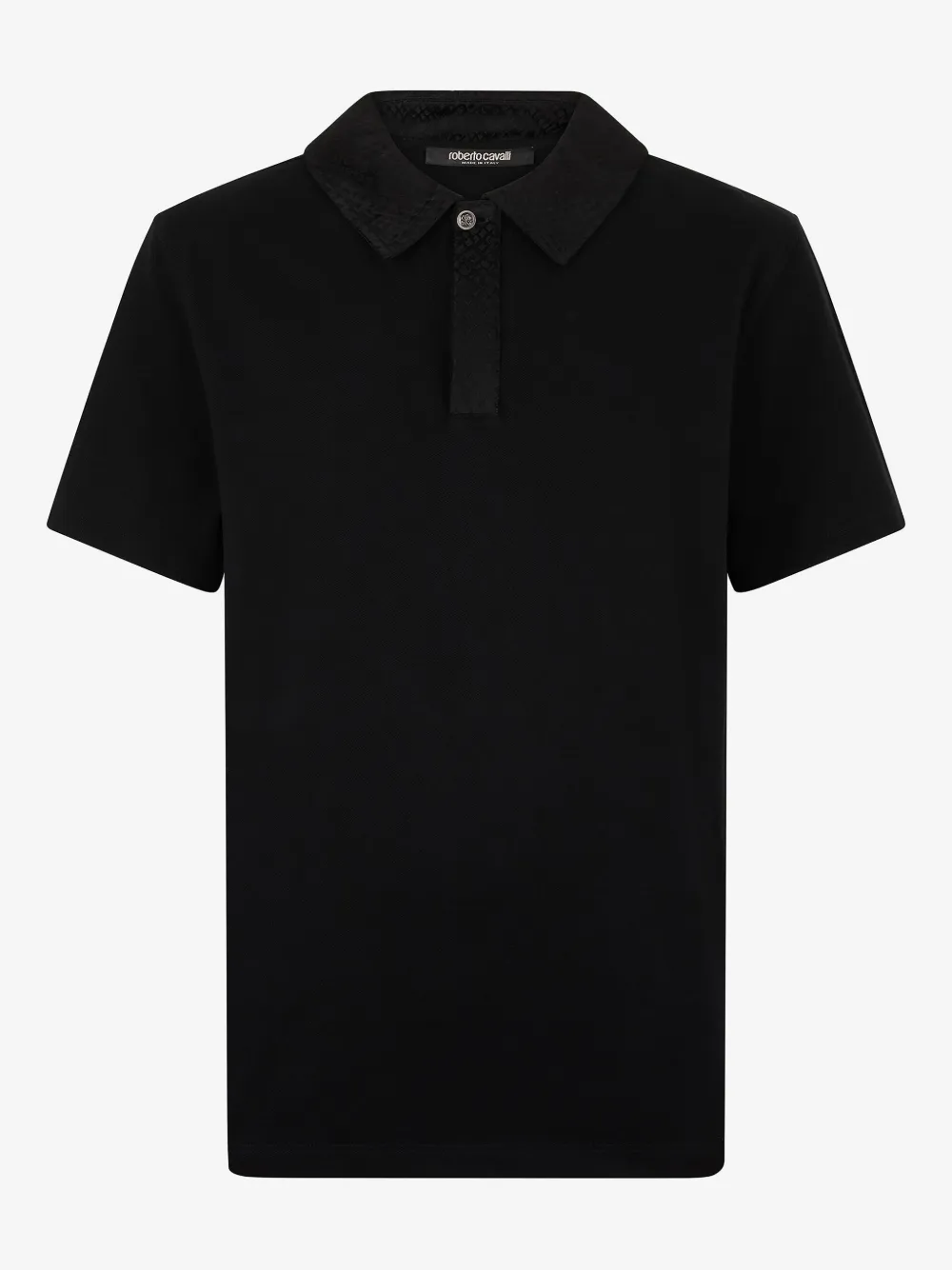 Roberto Cavalli Polo With Snake Scale Embellishment In Schwarz