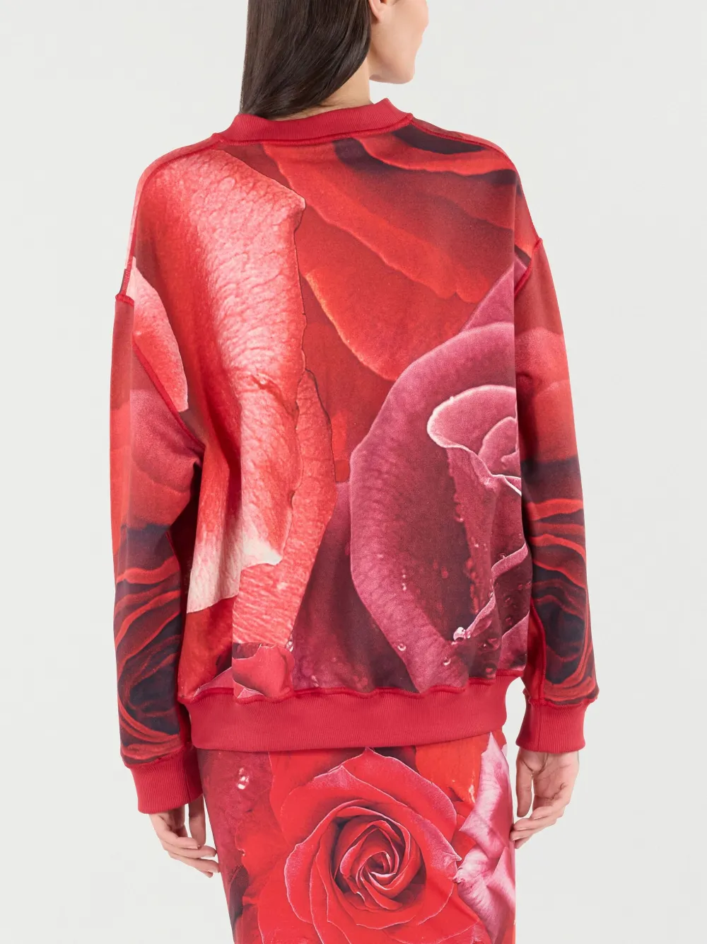 Roberto Cavalli Sweater met roosprint Rood