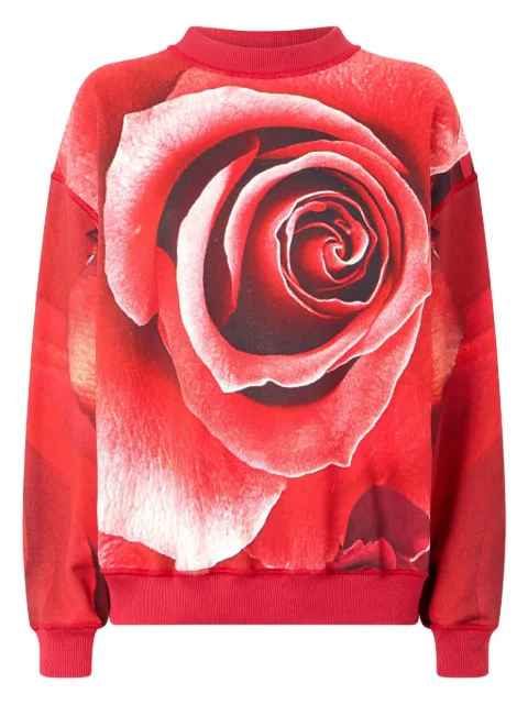 Roberto Cavalli sudadera con rosas estampadas