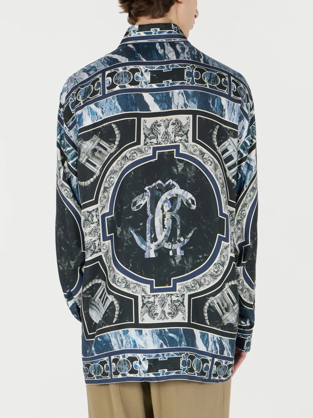Roberto Cavalli Overhemd met marmerprint Blauw