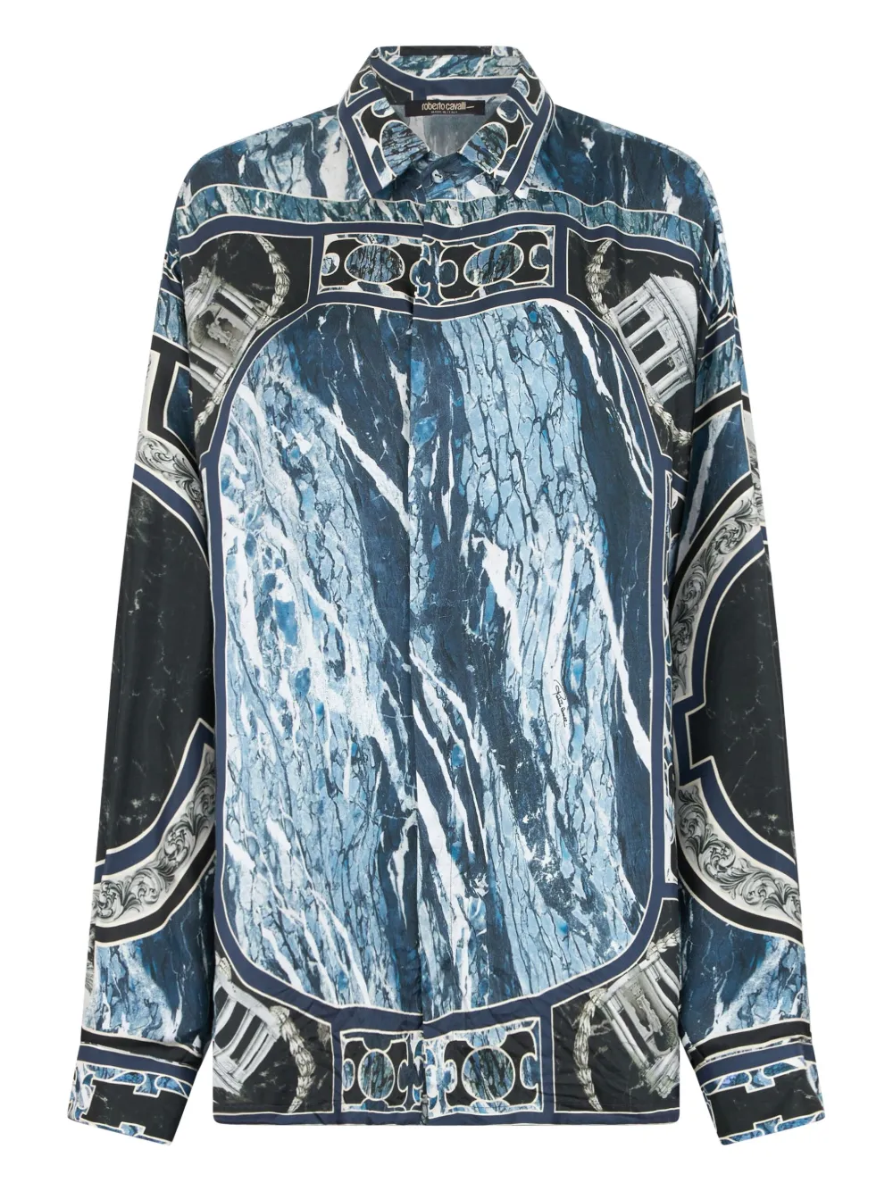 Roberto Cavalli プリント シャツ - ブルー Roberto Cavalli プリント シャツ - ブルー