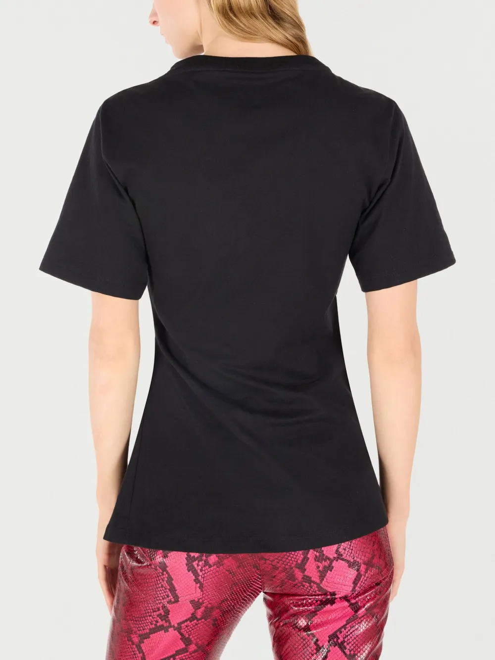 Roberto Cavalli T-shirt met tijgerkop broche Zwart