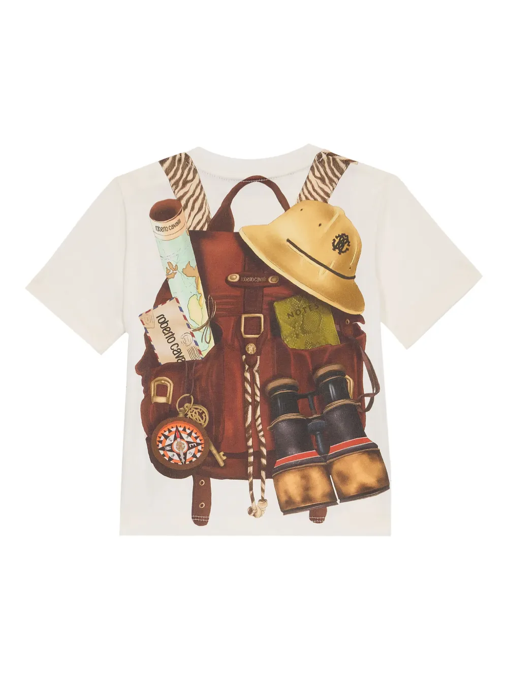 Roberto Cavalli Junior T-shirt met grafische print Beige