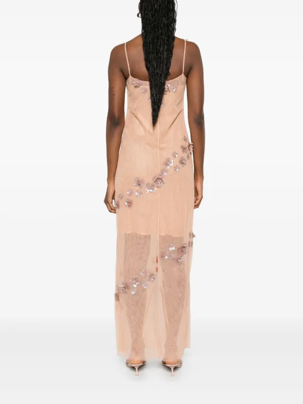 chinese dress ladies Jasmin Bead-Embellished Tulle Midi Dress | Made-To-Order