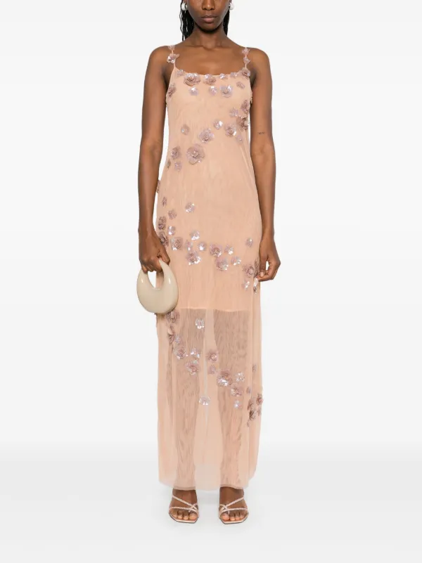 Blumarine sequin-embellished Tulle Maxi Dress | Pink | FARFETCH OM