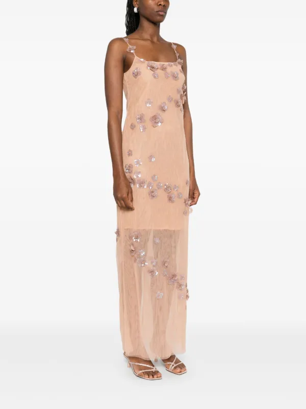 blumarine sequin dress Blumarine Woman Tulle Long Dress With Hand Embroidery Pink 46