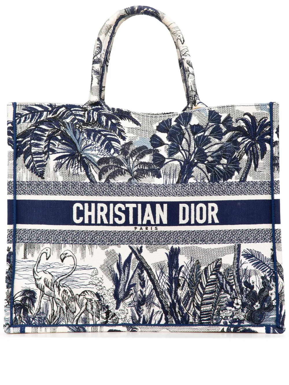 2020 Large Canvas Embroidered Palm Tree Toile De Jouy Book tote bag