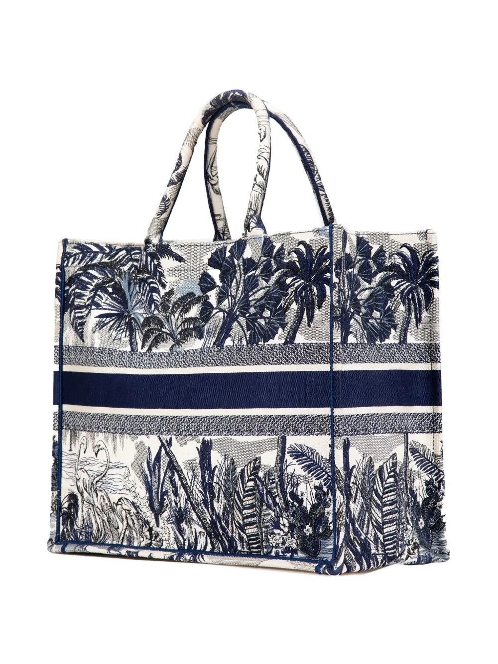 Christian Dior Pre-Owned 2020 grote Palm Tree Toile de Jouy Book canvas geborduurde shopper - Blauw