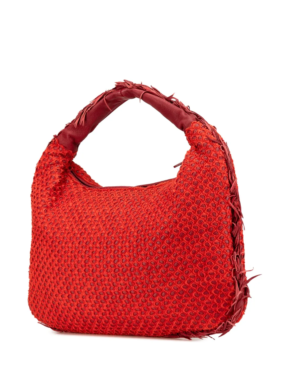 Bottega Veneta Pre-Owned 2012-2024 kleine Nappa en Veneta gewatteerde zijden tas met gerafeld effect - Rood