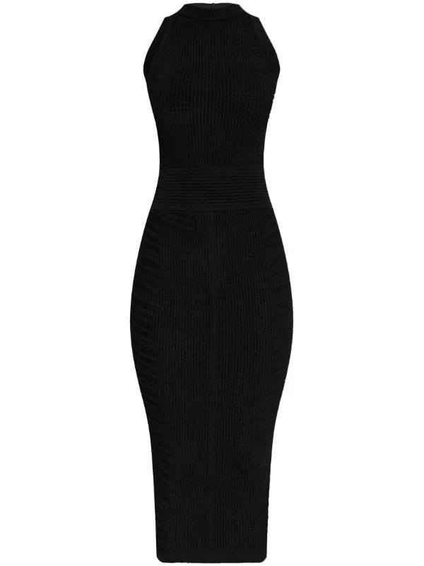 black ribbed bodycon midi dress LYZA KNITTED RIBBED BODYCON MIDI DRESS 8