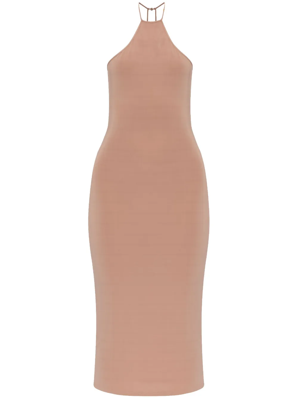 halterneck fitted midi dress