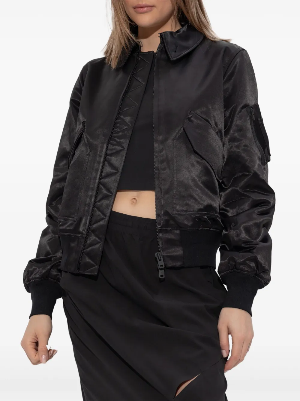Y-3 Satijnen bomberjack Zwart