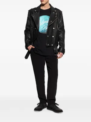 バルマン ラムレザー 本革 ダブルライダースジャケット ベージュ系 9号 BALMAIN（バルマン）ライダースジャケット - FARFETCH