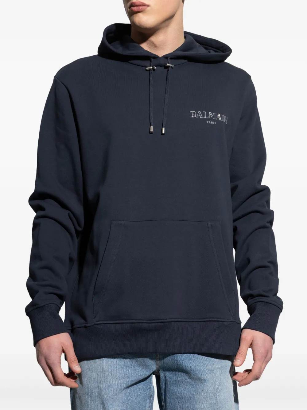 Balmain Hoodie met trekkoord en logo Blauw