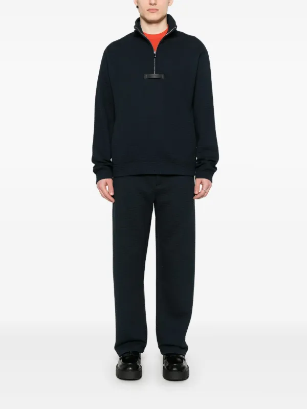 Emporio Armani ワッフルニット パンツ | ブルー | FARFETCH JP