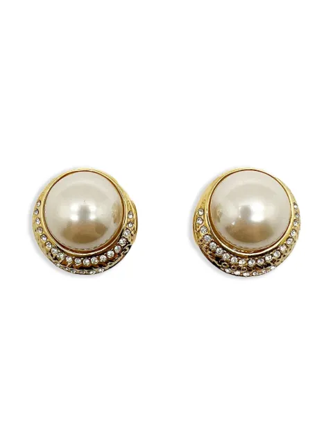 Jennifer Gibson Jewellery 1980's Vintage Grand Pearl Crescent clip-on earrings 