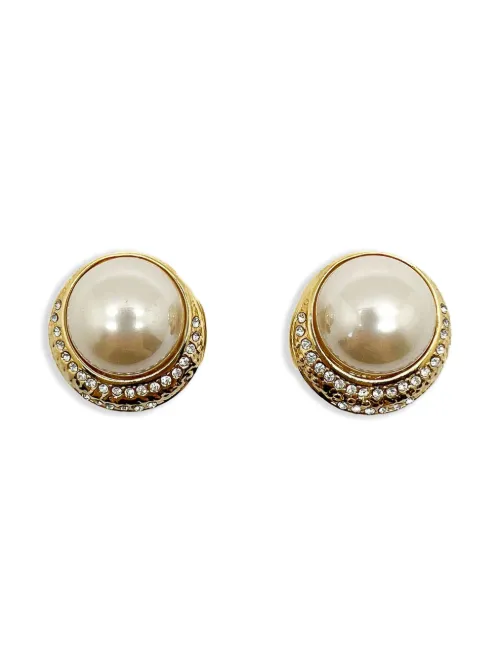 Boucles d'oreilles Grand Pearl Crescent à fermoir clip (années 1980) - Jennifer Gibson Jewellery - Modalova