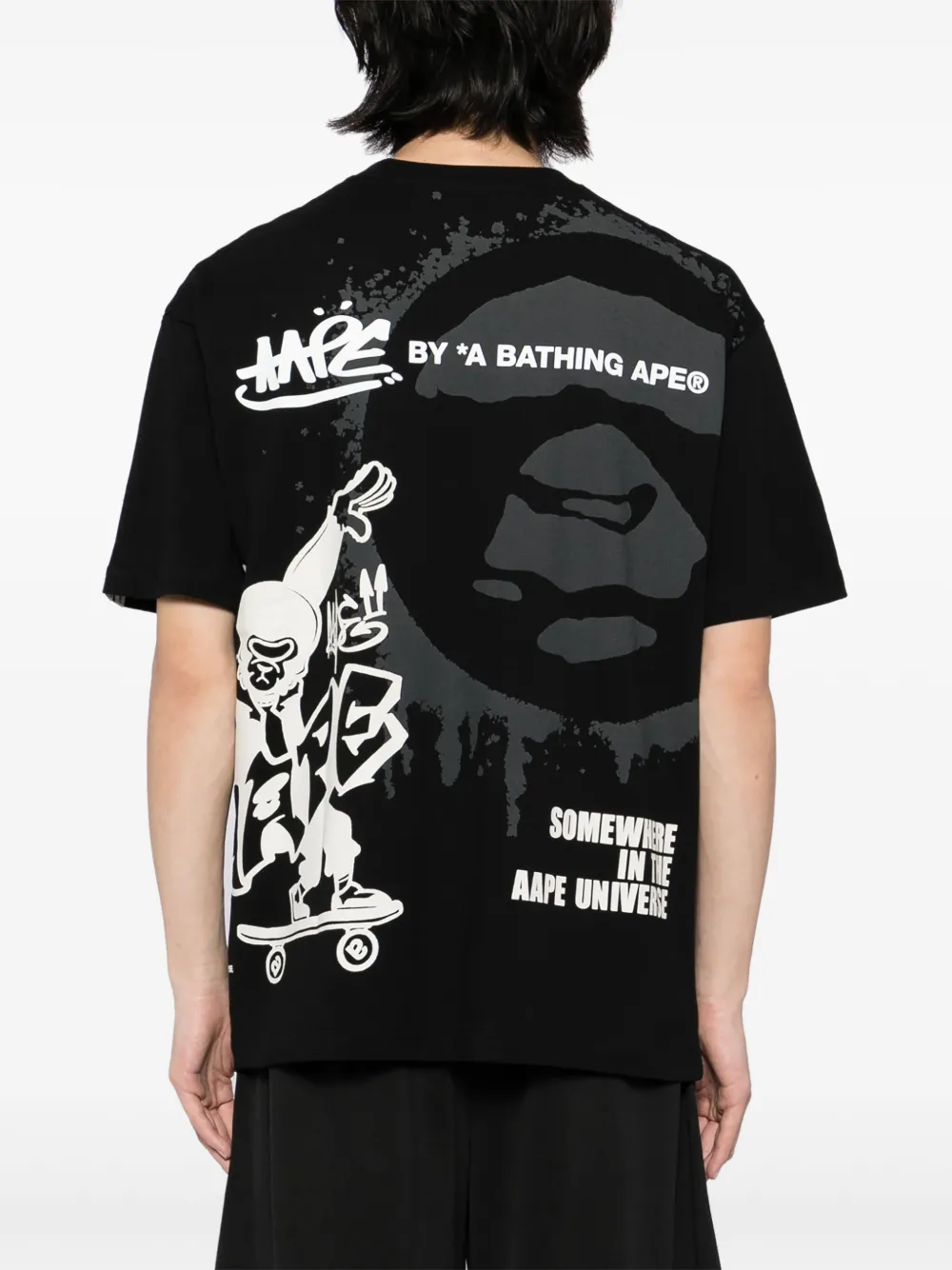 AAPE BY *A BATHING APE T-shirt met grafische print Zwart