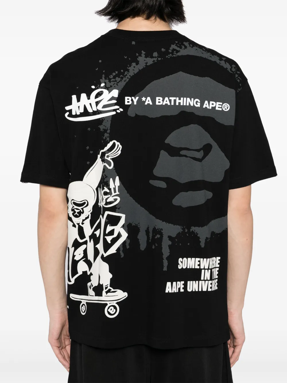 AAPE BY *A BATHING APE T-shirt met grafische print Zwart