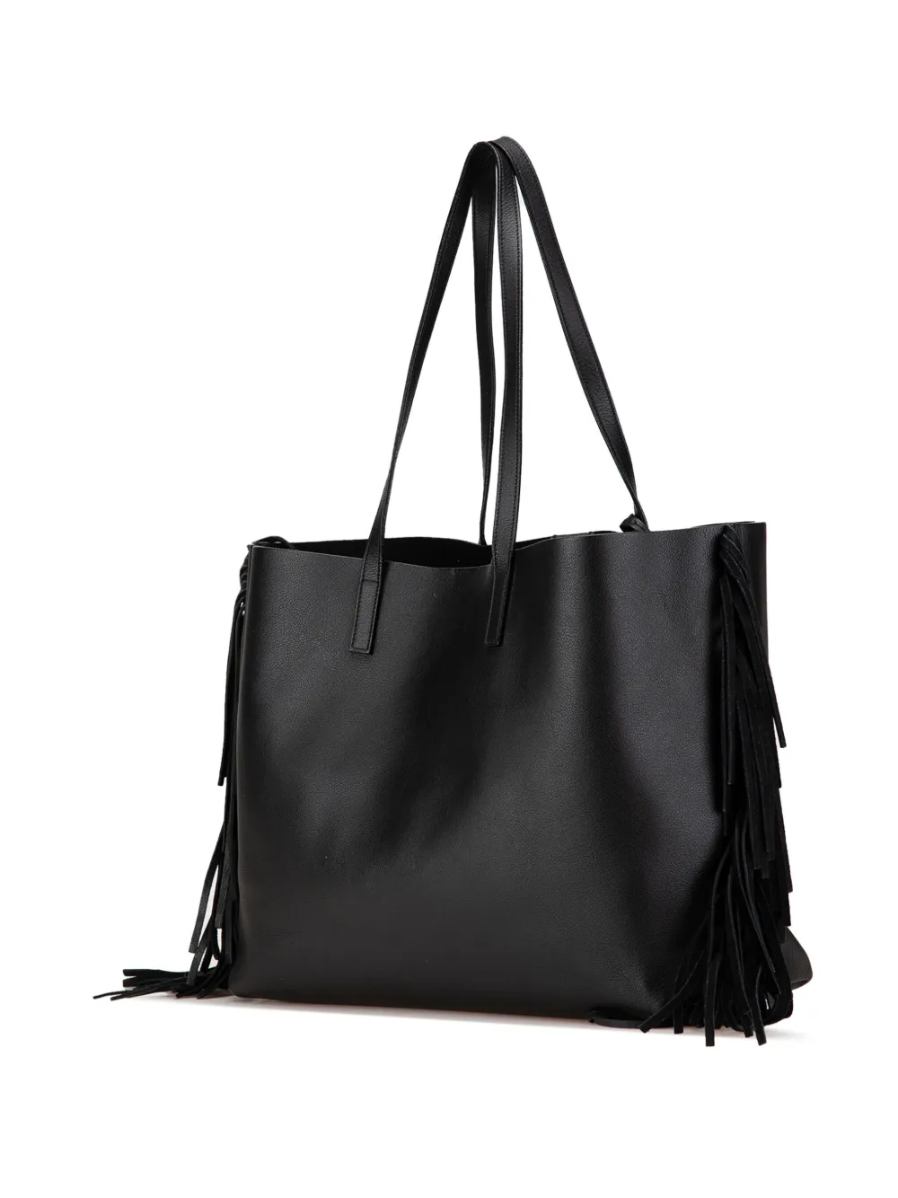 Saint Laurent Pre-Owned 2013-2024 grote leren shopper met franje - Zwart