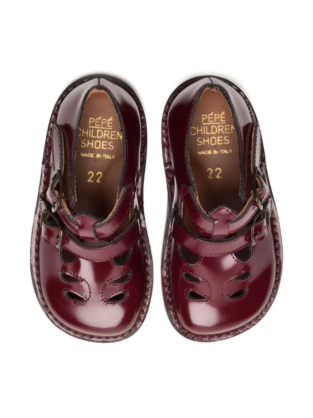Pèpè patent-leather double-buckle sandals Red
