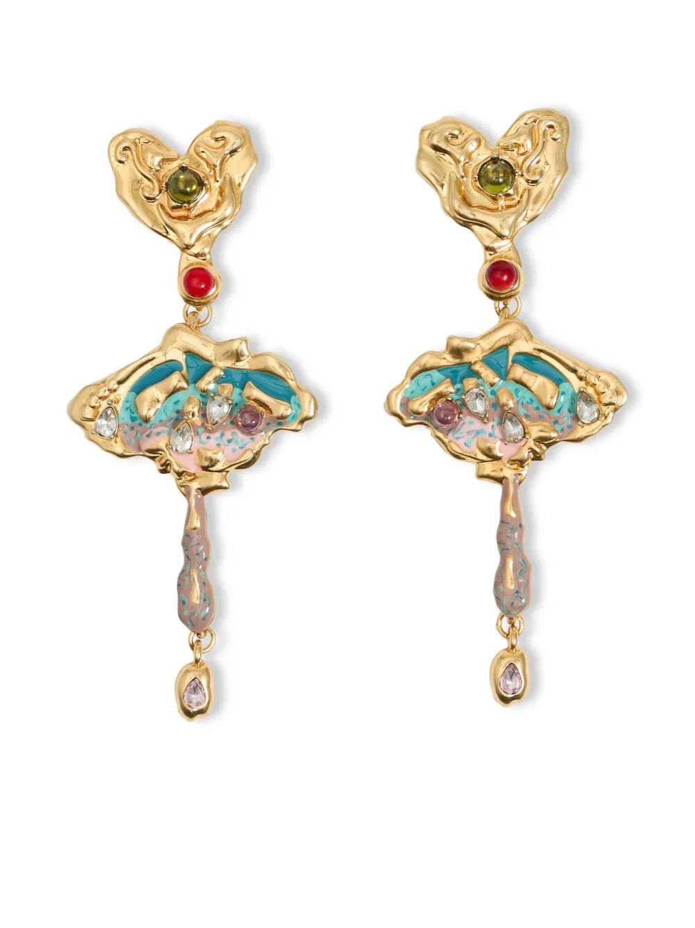 Bimba y Lola フローラル ドロップピアス - ゴールドトーン Bimba y Lola フローラル ドロップピアス - ゴールドトーン