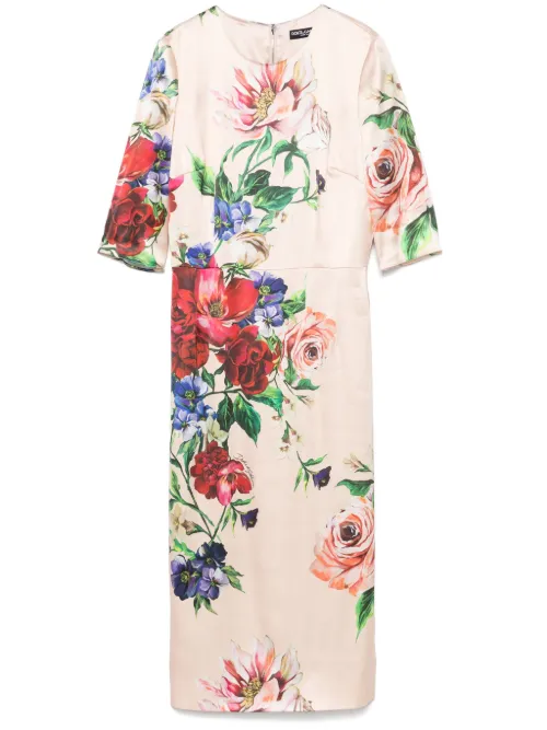 Robe à fleurs imprimées - Dolce & Gabbana - Modalova