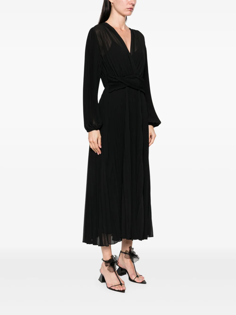 TWINSET Geplooide midi-jurk Zwart