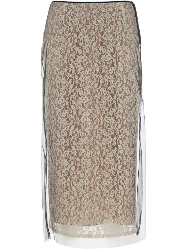 Fendi Layered Midi Skirt in Neutrals