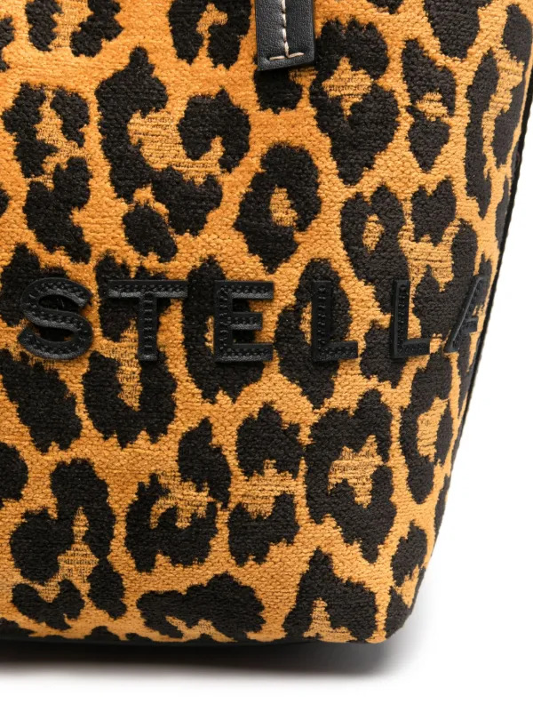 Stella McCartney leopard-jacquard Bucket Bag | Brown | FARFETCH display picture 1