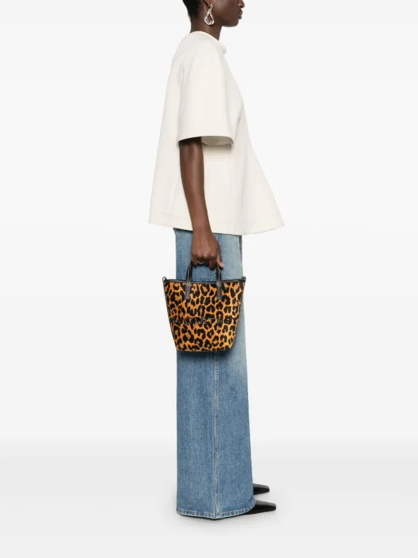 Stella McCartney leopard-jacquard Bucket Bag | Brown | FARFETCH