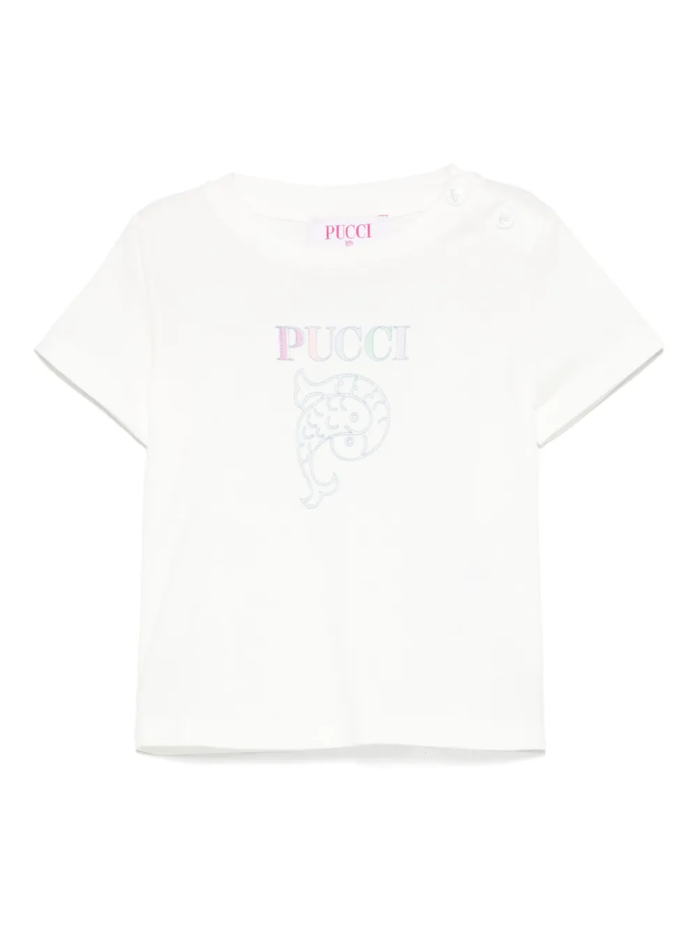 PUCCI Junior T-shirt met geborduurd logo Wit