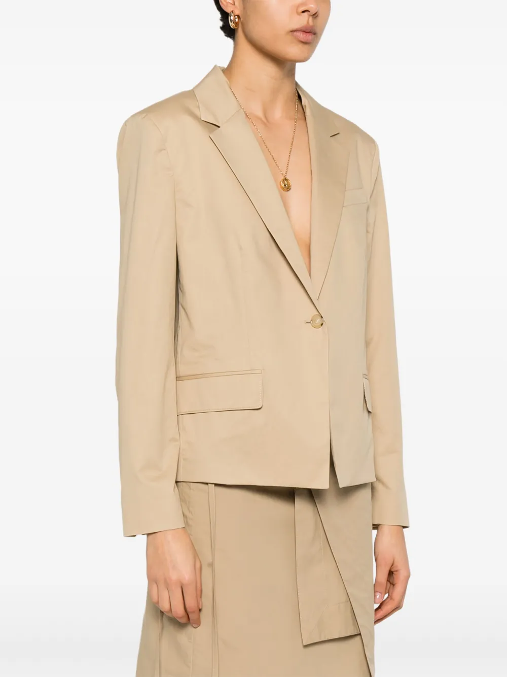 BOSS Katoenen blazer met enkele rij knopen Bruin