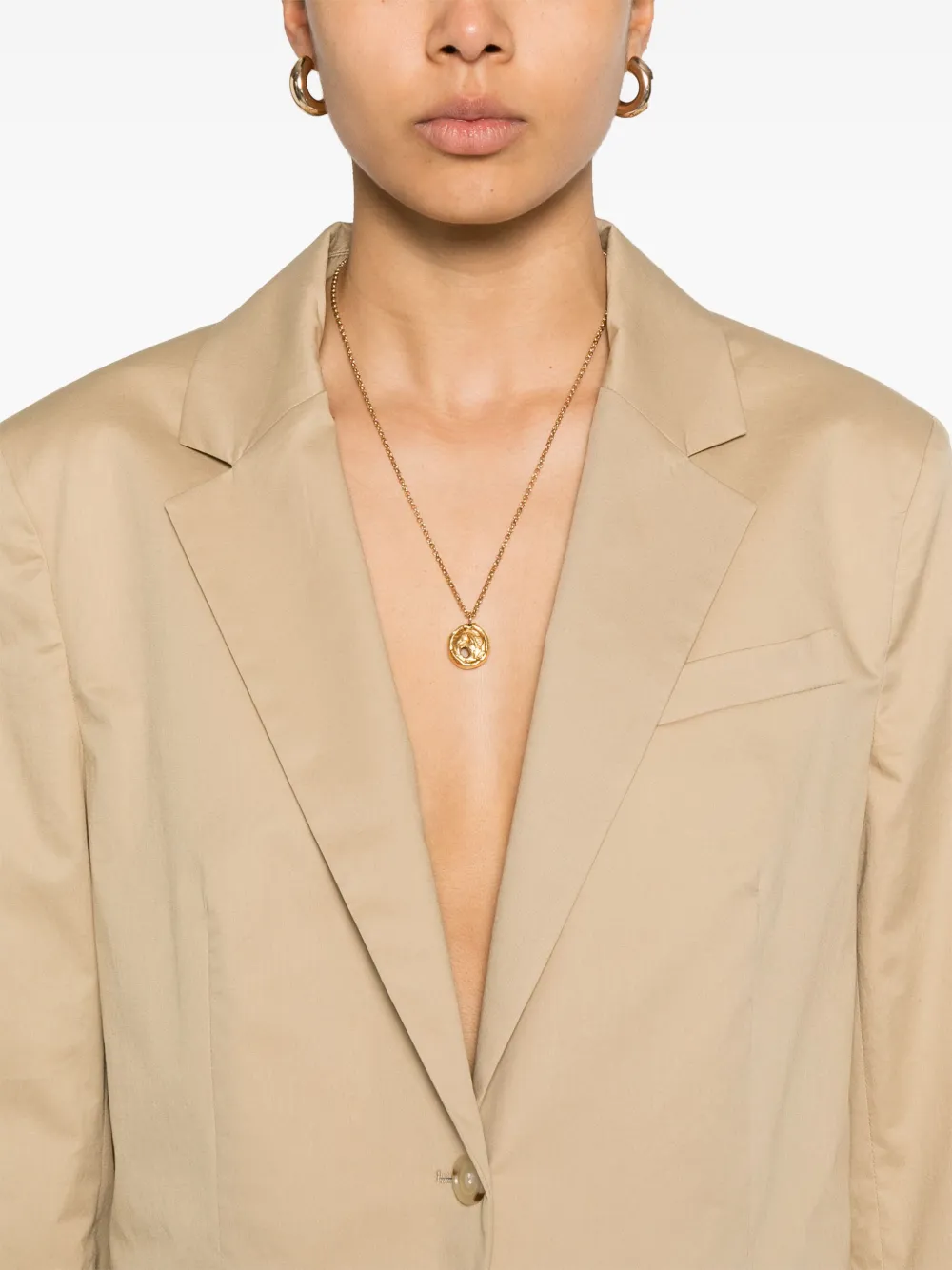 BOSS Katoenen blazer met enkele rij knopen Bruin