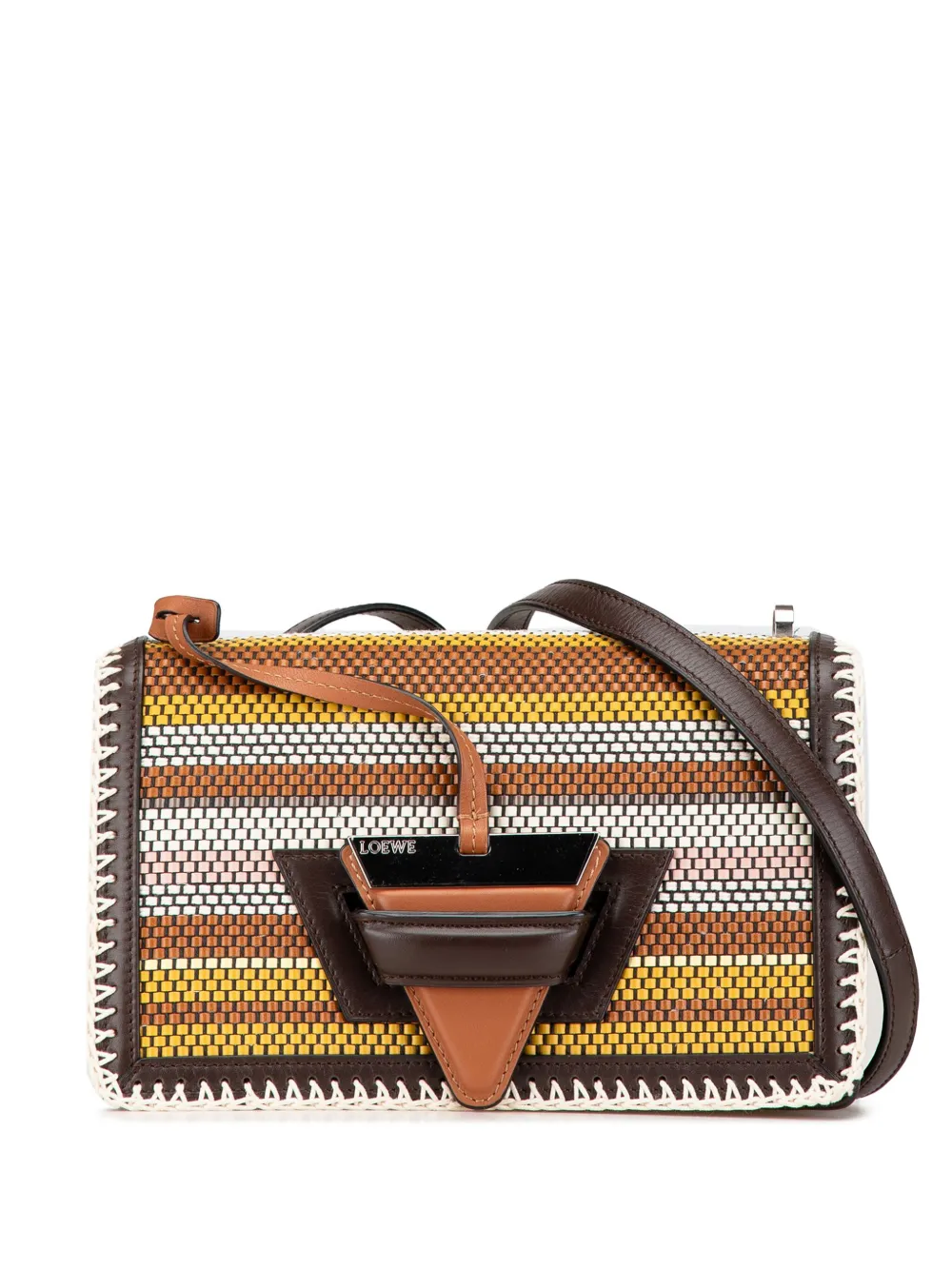 2000-2024 Medium Woven Leather Striped Barcelona Bag crossbody bag