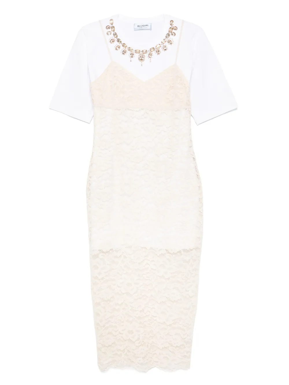 embroidered lace midi dress