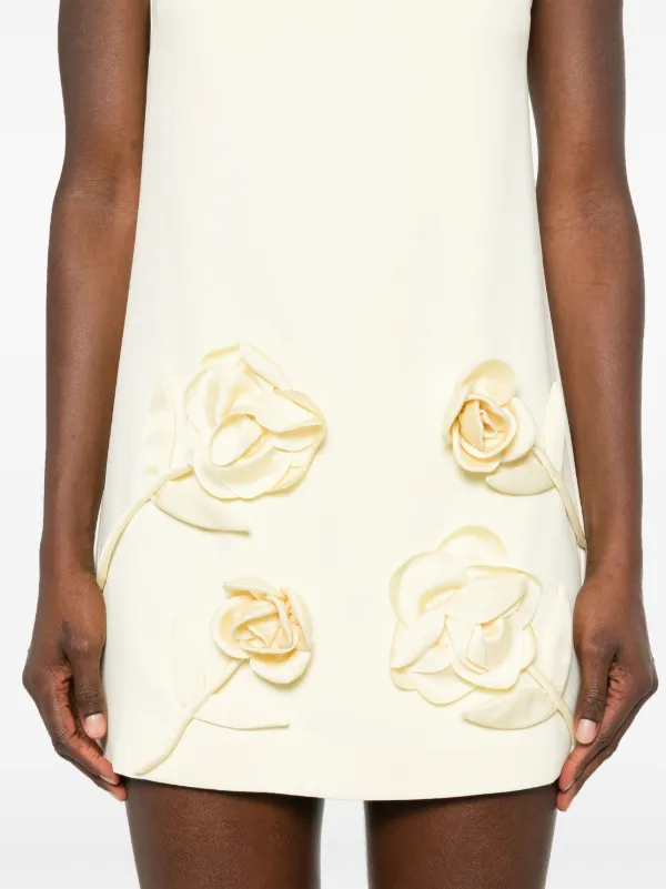 【関税&送料込】Self-Portrait Mini Dress With Floral Appliqu Self-Portrait flower-appliqué Mini Dress | Yellow | FARFETCH