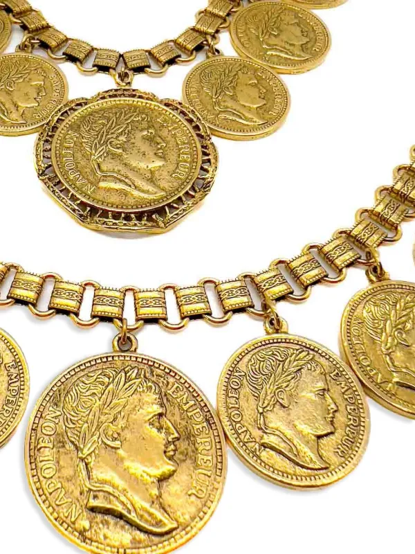 Jennifer Gibson Jewellery Vintage Goldette Chunky Coin ネックレス 