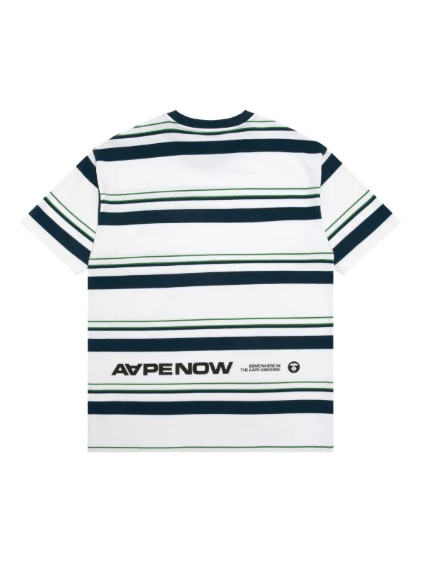 エイプ　ストライプTシャツ A BATHING APE® Ape head one point pocket stripe tee | Bape