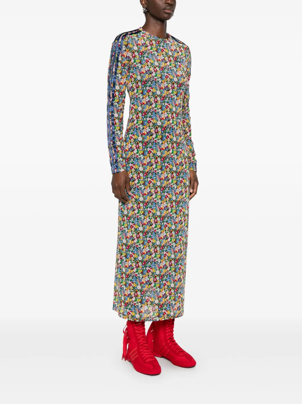 adidas x Liberty London mesh midi-jurk Blauw