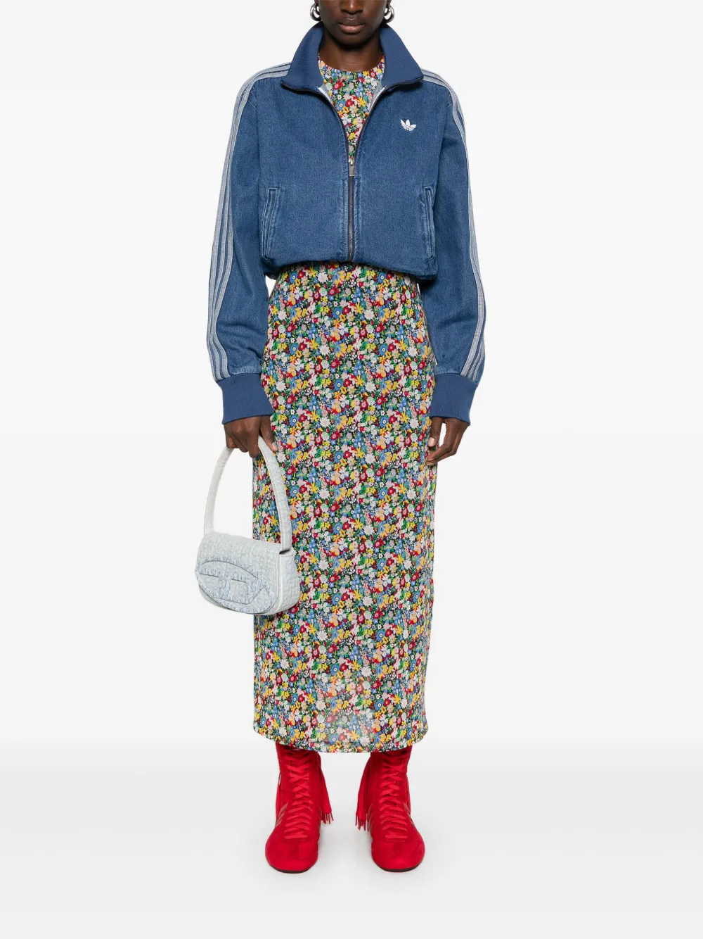 adidas x Liberty London mesh midi-jurk Blauw