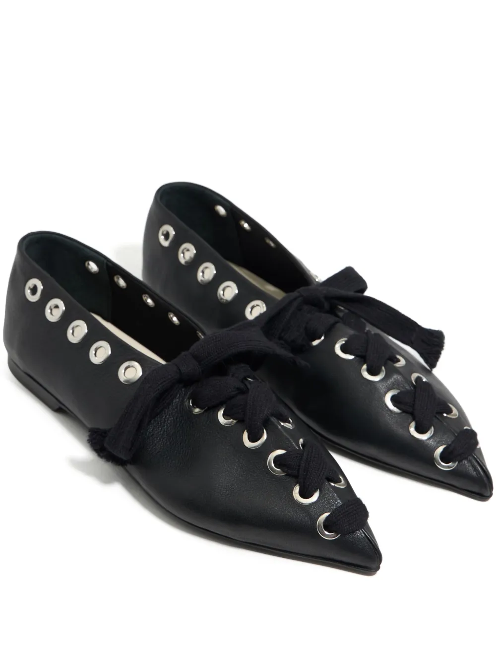 Bimba y Lola Leren ballerina's met veters Zwart