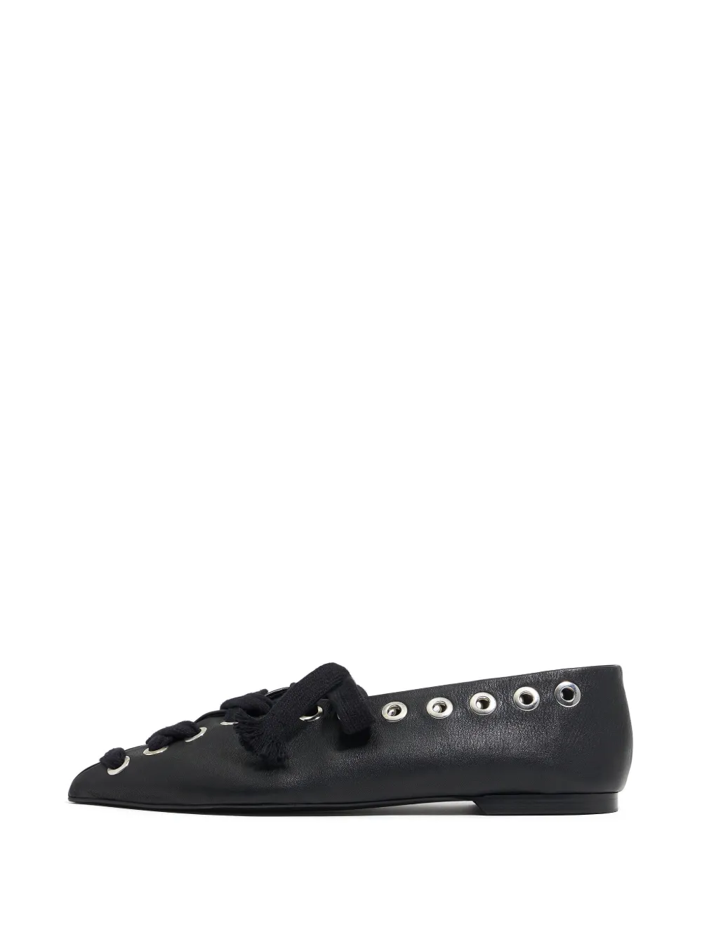 Bimba y Lola lace-up leather ballet flats Black