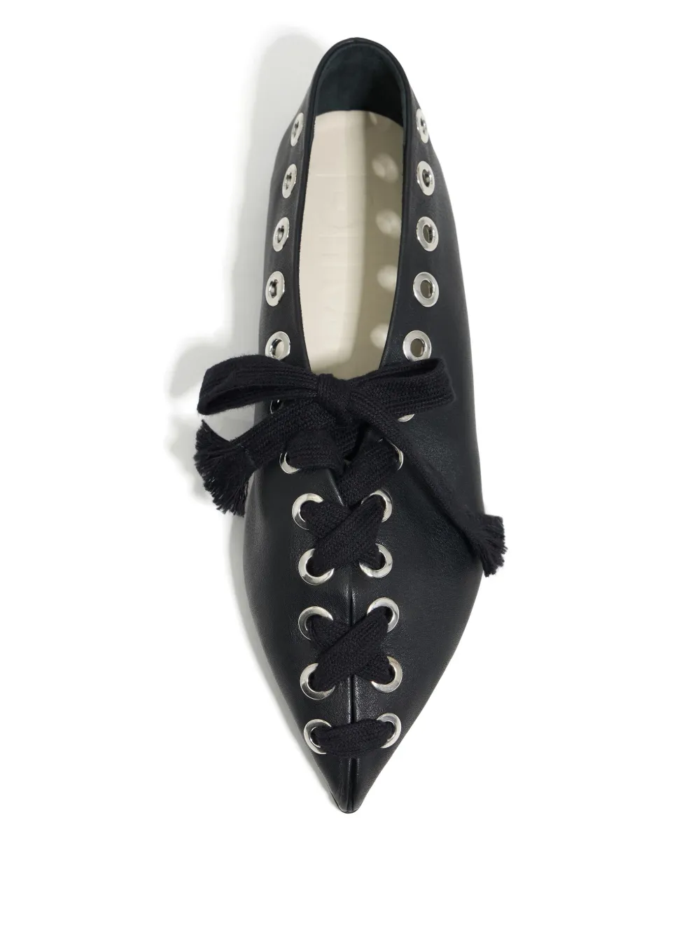 Bimba y Lola lace-up leather ballet flats Black