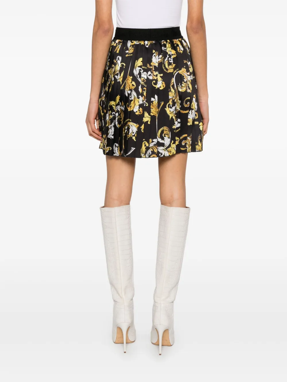 Shop Versace Jeans Couture Barocco-print Mini Skirt In Schwarz