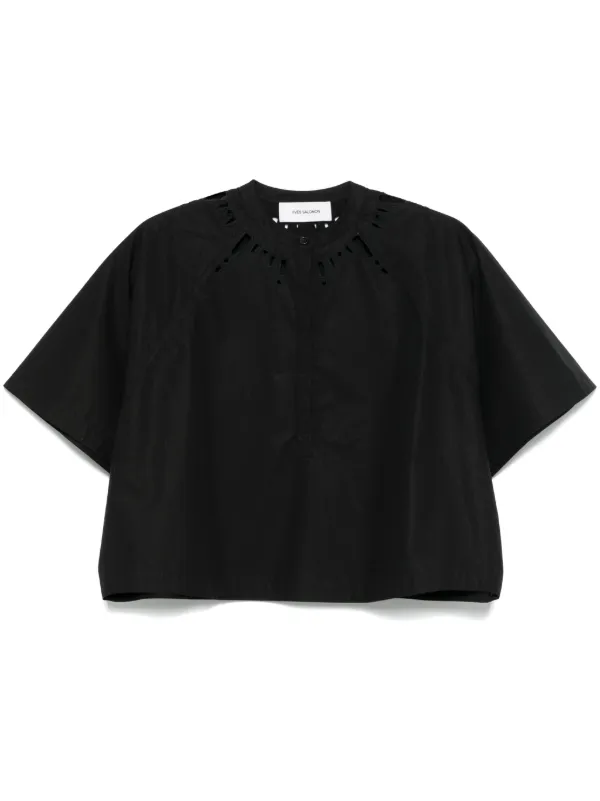 Yves Salomon Poplin Shirt in Black