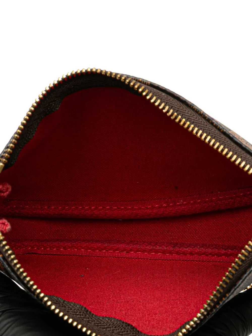 Pre-owned Louis Vuitton 2015 Damier Ebene Mini Pochette Accessoires Handbag In Brown