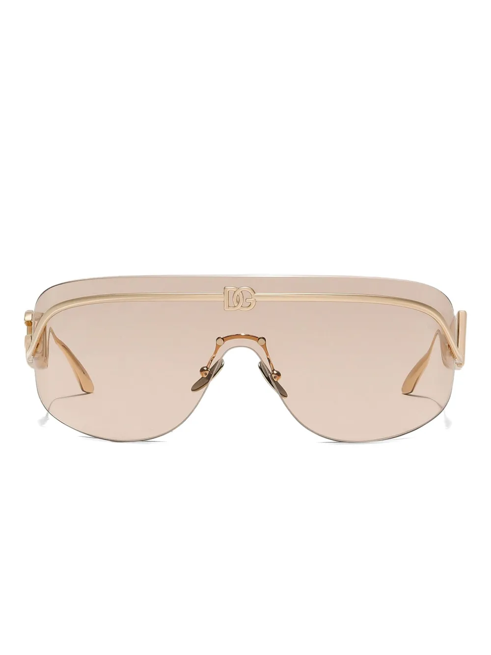 Dolce & Gabbana Logo-plaque Pilot-frame Sunglasses In Gold